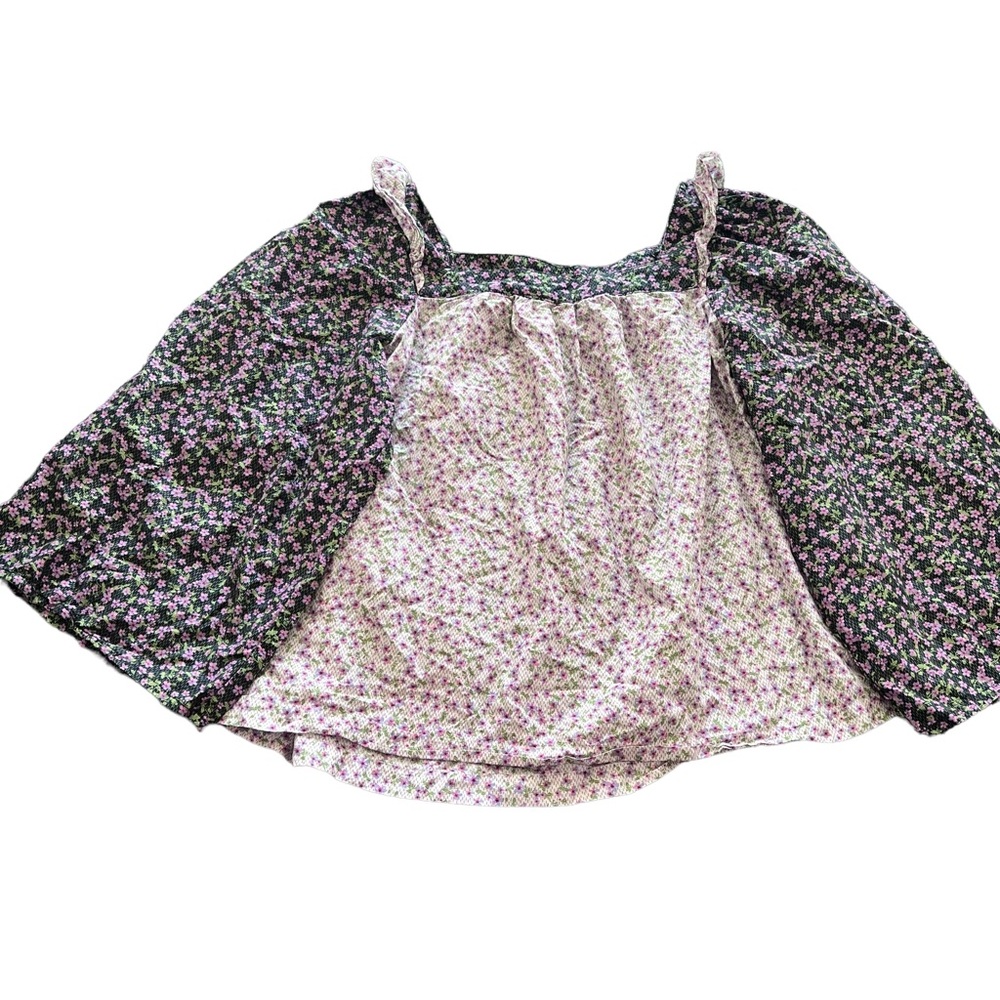 Carolina belle Montreal Colorblock Floral Cottage-core bell sleeve blouse medium